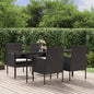 5 Piece Garden Dining Set With Cushions Poly Rattan