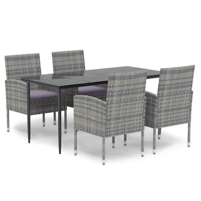 5 Piece Garden Dining Set With Cushions Poly Rattan
