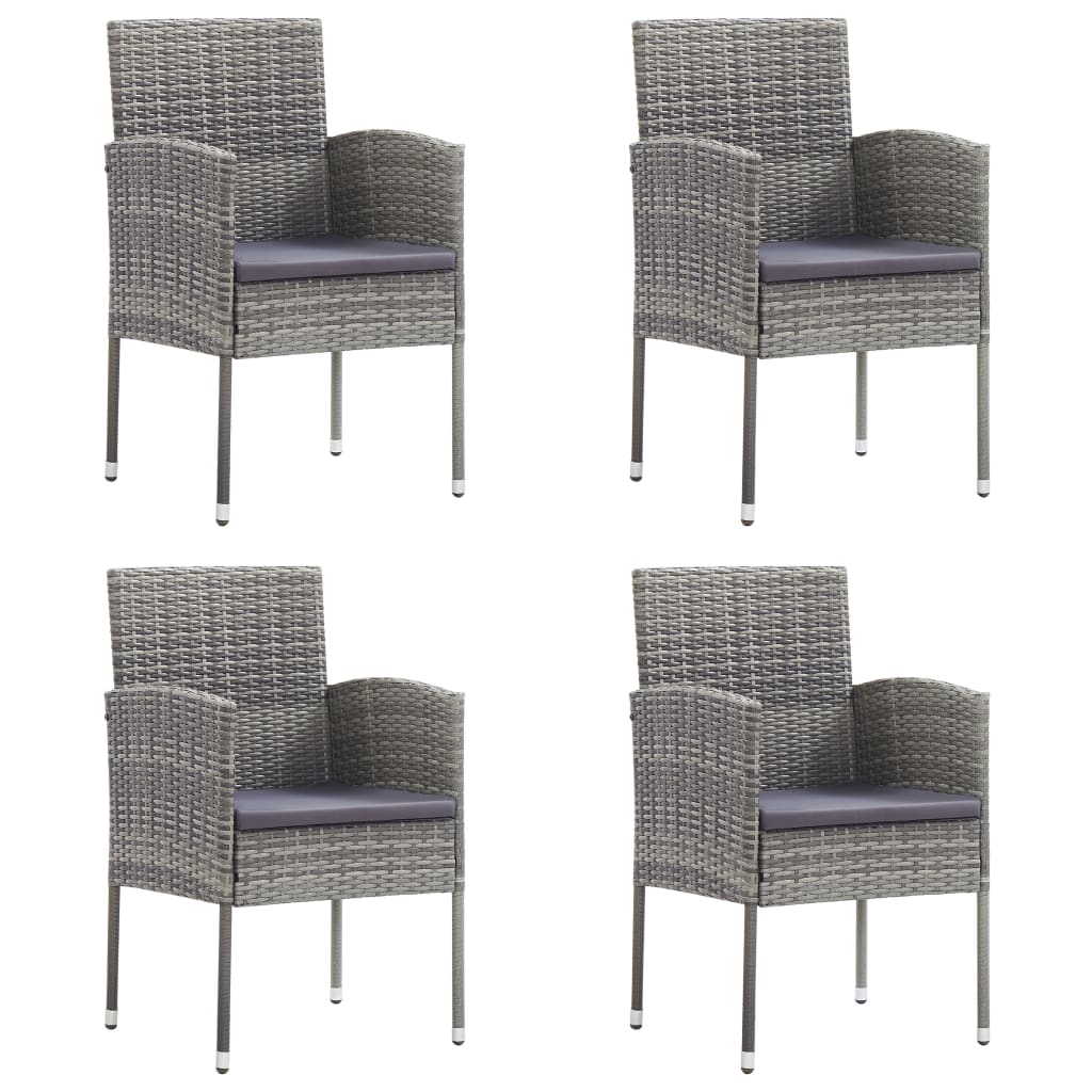 5 Piece Garden Dining Set With Cushions Poly Rattan