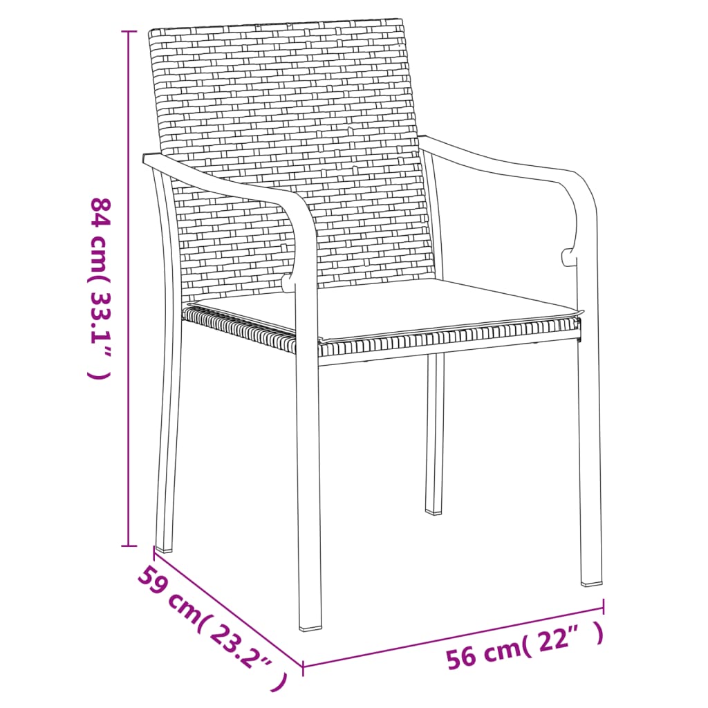 Garden Chairs With Cushions 2 Pcs 56X59X84 Cm Poly Rattan