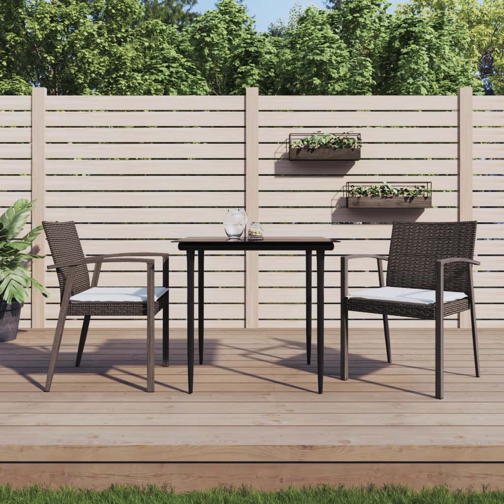 Garden Chairs With Cushions 2 Pcs 56.5X57X83 Cm Poly Rattan