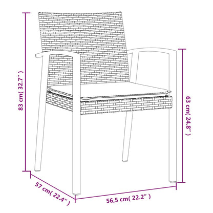 Garden Chairs With Cushions 2 Pcs 56.5X57X83 Cm Poly Rattan