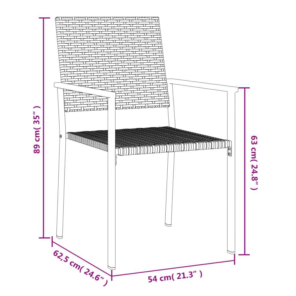Garden Chairs 2 Pcs Black 54X62.5X89 Cm Poly Rattan