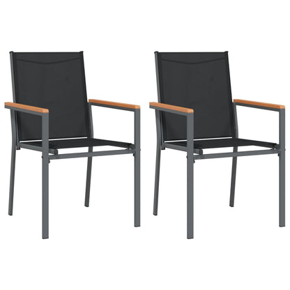 Garden Chairs 2 Pcs Black 55X61.5X90 Cm Textilene And Steel