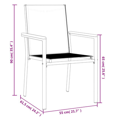 Garden Chairs 2 Pcs Black 55X61.5X90 Cm Textilene And Steel