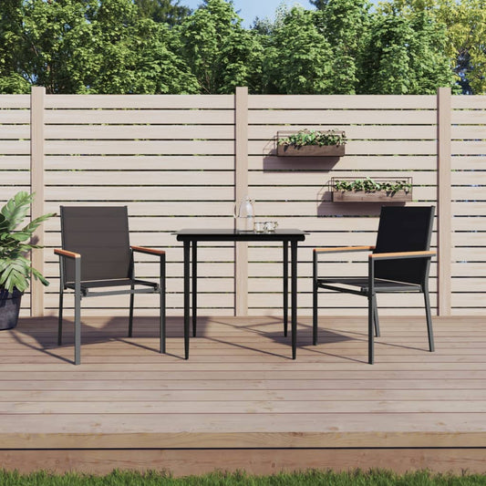 Garden Chairs 2 Pcs Black 55X61.5X90 Cm Textilene And Steel