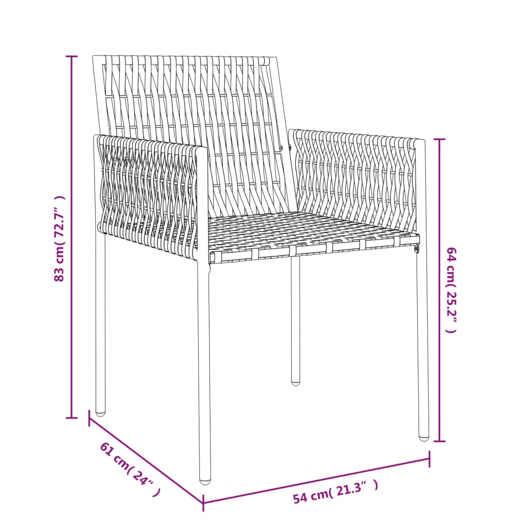 Garden Chairs With Cushions 2 Pcs 54X61X83 Cm Poly Rattan