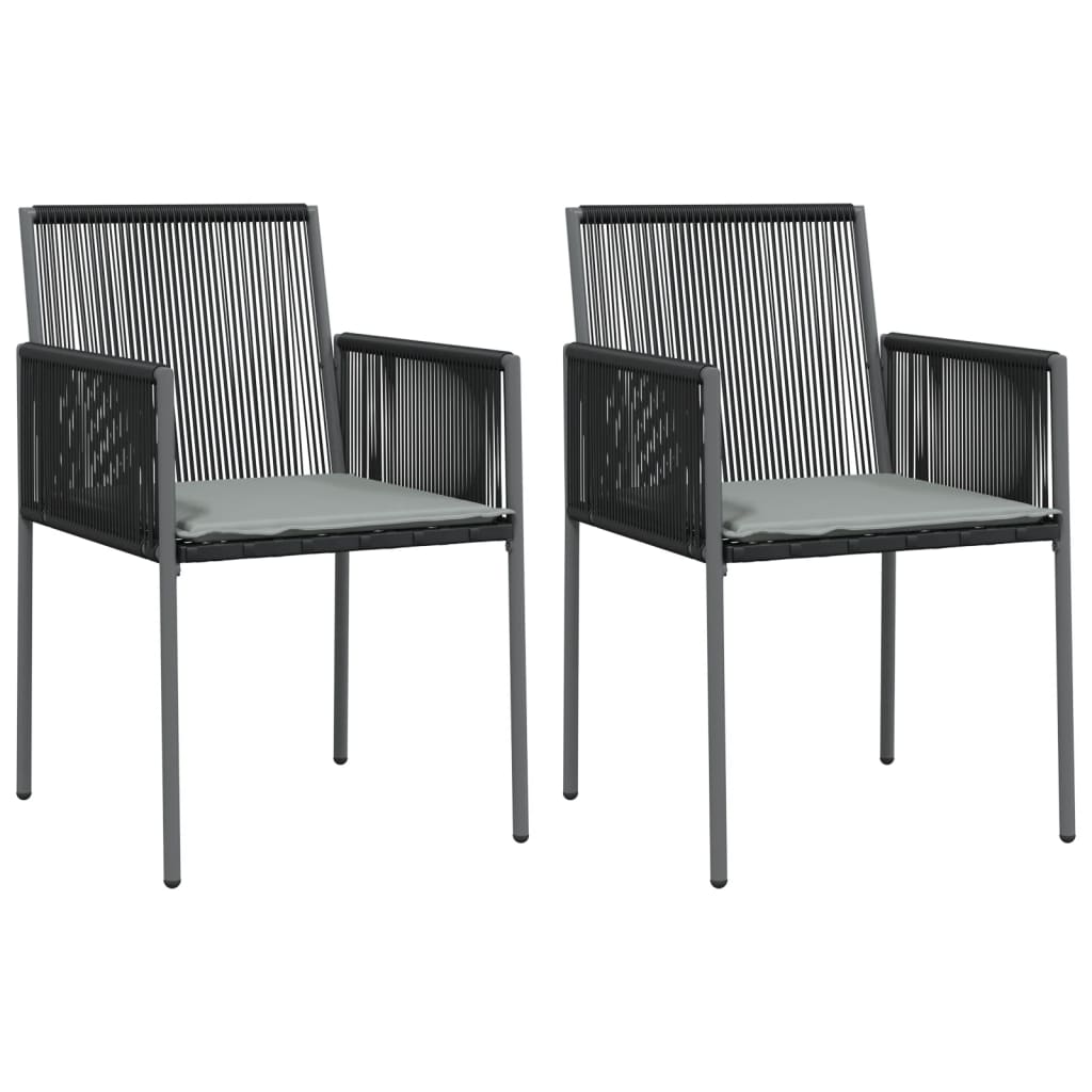 Garden Chairs With Cushions 2 Pcs Black 54X60.5X83.5 Cm Poly Rattan