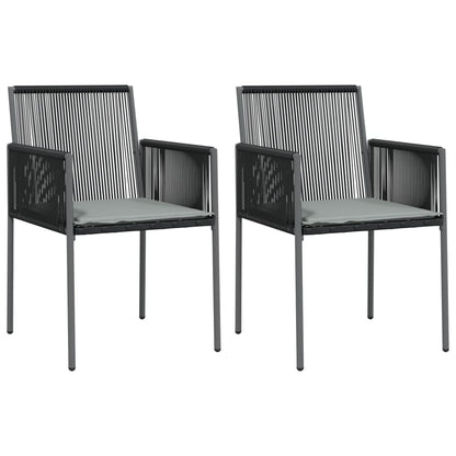 Garden Chairs With Cushions 2 Pcs Black 54X60.5X83.5 Cm Poly Rattan