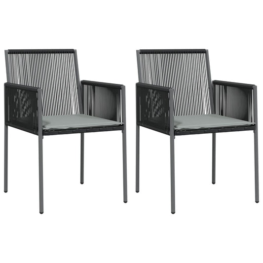 Garden Chairs With Cushions 2 Pcs Black 54X60.5X83.5 Cm Poly Rattan