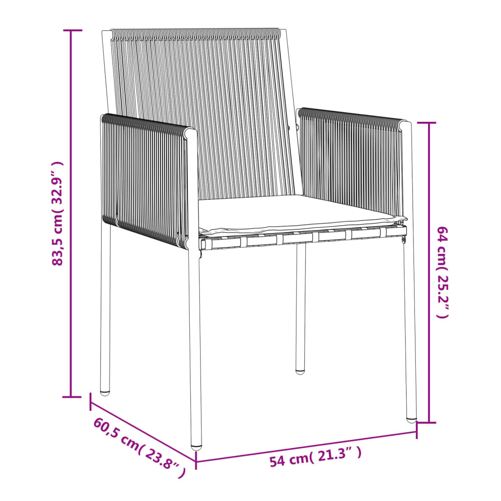 Garden Chairs With Cushions 2 Pcs Black 54X60.5X83.5 Cm Poly Rattan