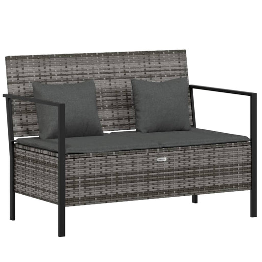 2-Seater Garden Bench With Cushions Poly Rattan