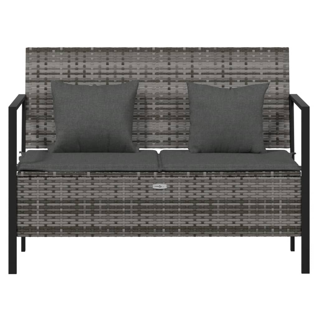 2-Seater Garden Bench With Cushions Poly Rattan