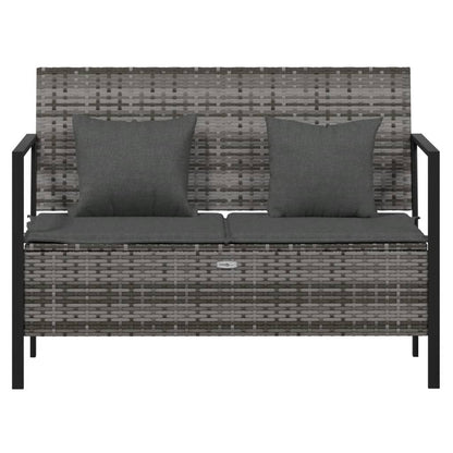 2-Seater Garden Bench With Cushions Poly Rattan
