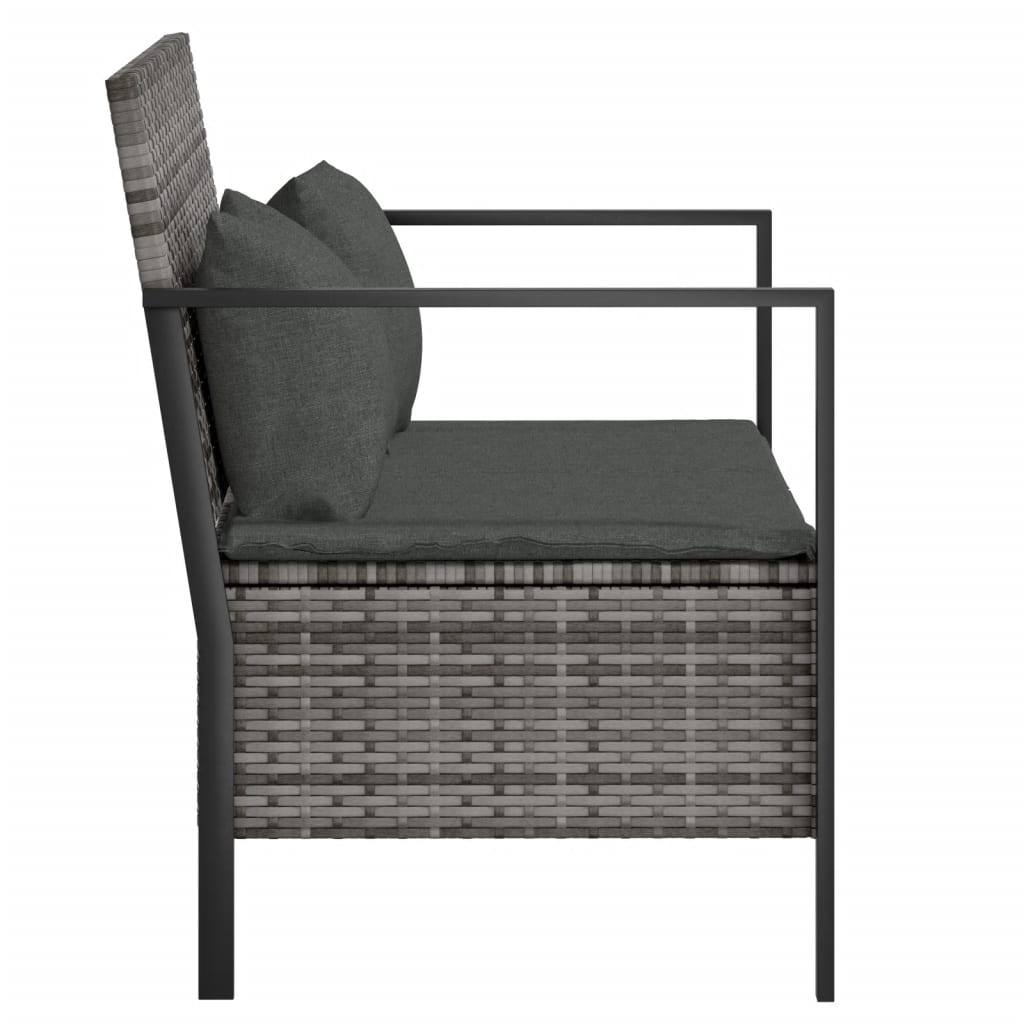 2-Seater Garden Bench With Cushions Poly Rattan