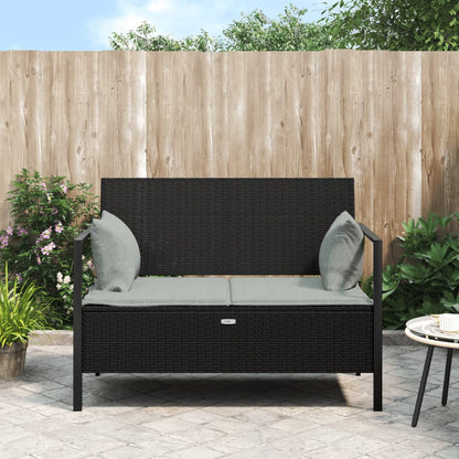 2-Seater Garden Bench With Cushions Poly Rattan