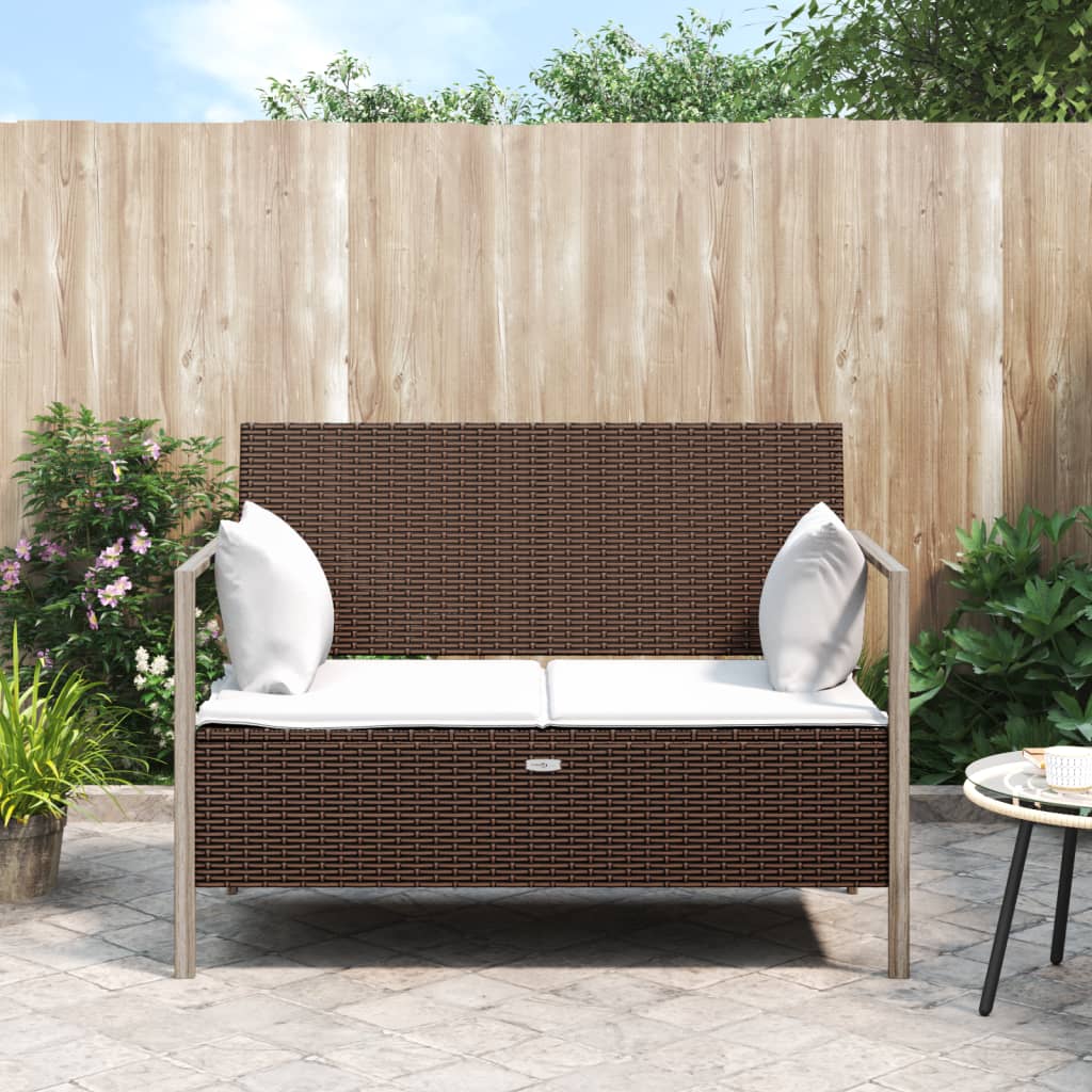 2-Seater Garden Bench With Cushions Poly Rattan