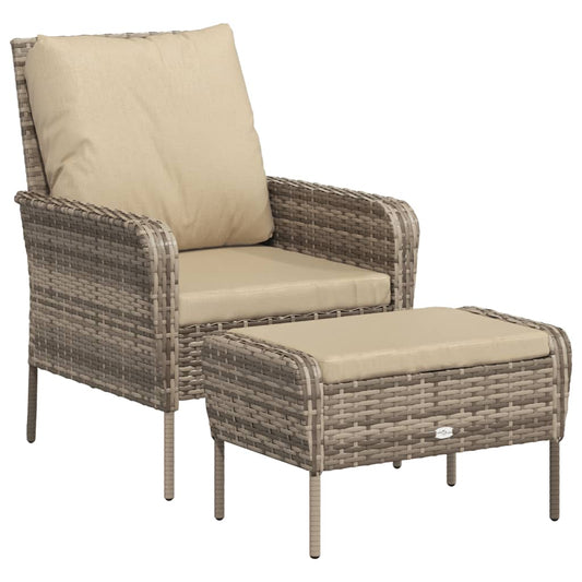 Garden Chair With Footstool Poly Rattan