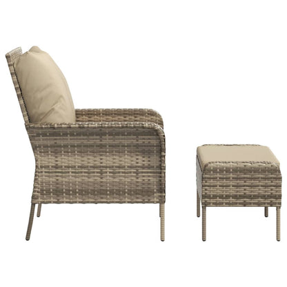 Garden Chair With Footstool Poly Rattan