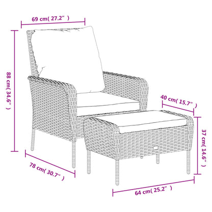 Garden Chair With Footstool Poly Rattan