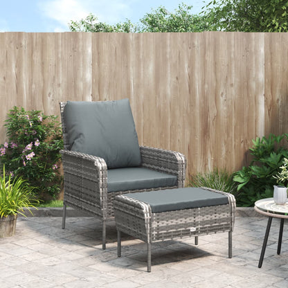 Garden Chair With Footstool Poly Rattan