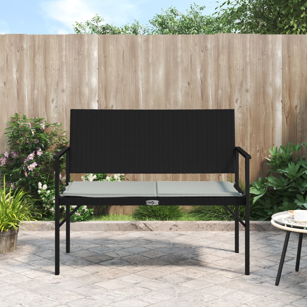 2-Seater Garden Bench With Cushion Poly Rattan