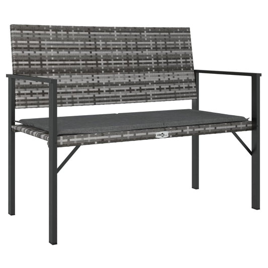 2-Seater Garden Bench With Cushion Poly Rattan