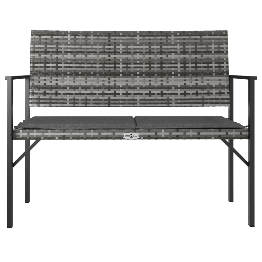 2-Seater Garden Bench With Cushion Poly Rattan