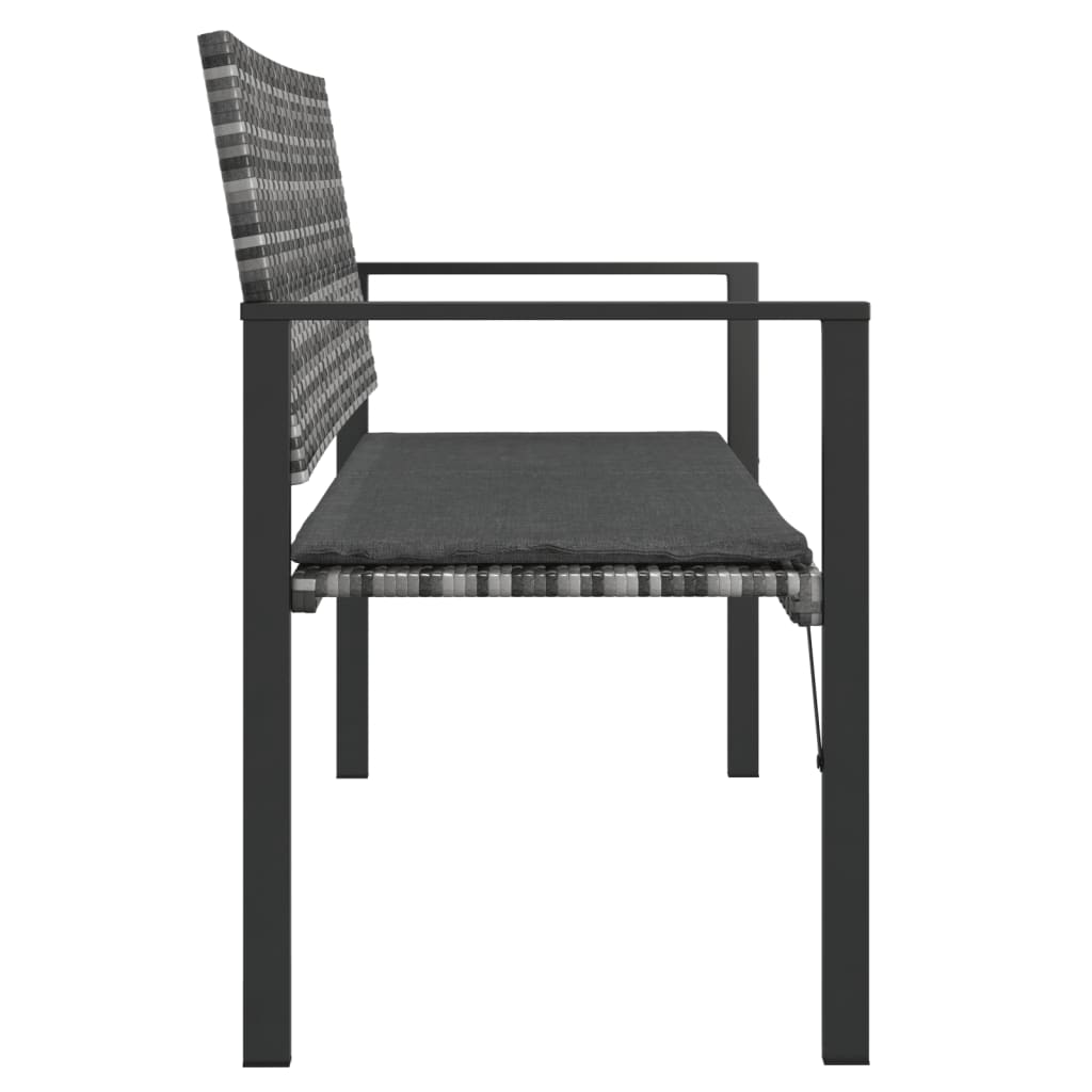 2-Seater Garden Bench With Cushion Poly Rattan