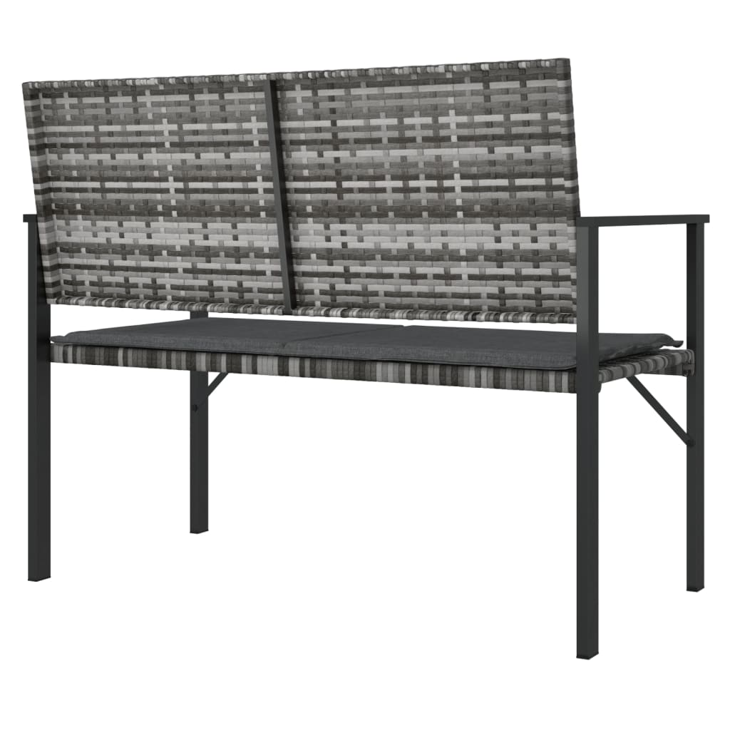 2-Seater Garden Bench With Cushion Poly Rattan