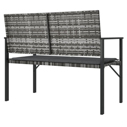 2-Seater Garden Bench With Cushion Poly Rattan