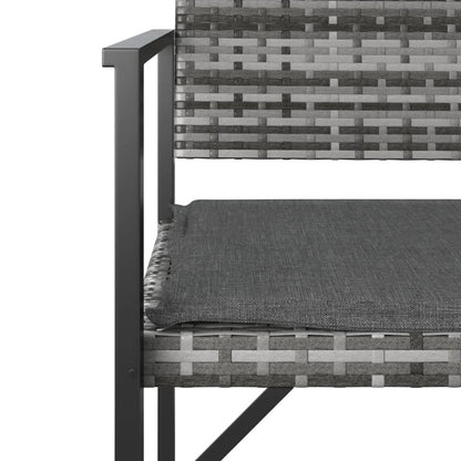 2-Seater Garden Bench With Cushion Poly Rattan