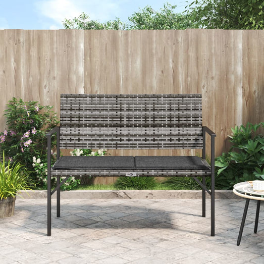 2-Seater Garden Bench With Cushion Poly Rattan