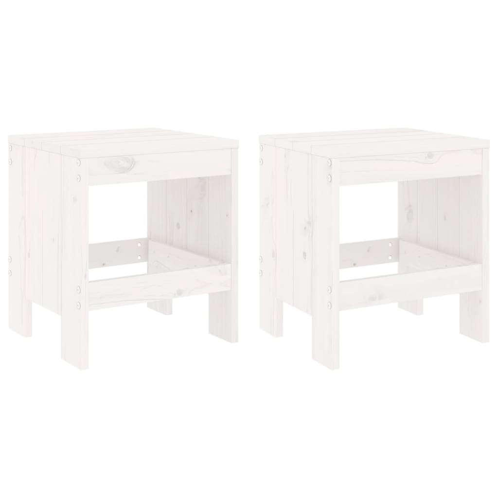 Garden Stools 2 Pcs White Solid Wood Pine
