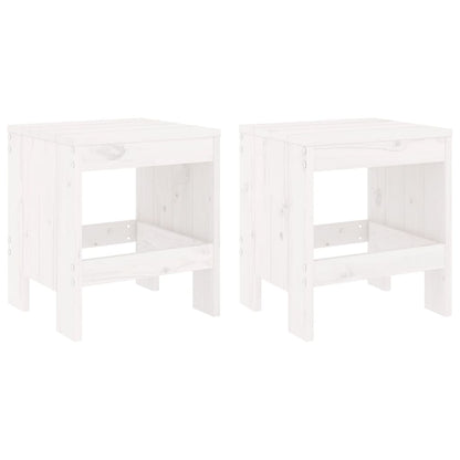 Garden Stools 2 Pcs White Solid Wood Pine