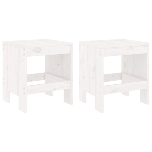 Garden Stools 2 Pcs White Solid Wood Pine