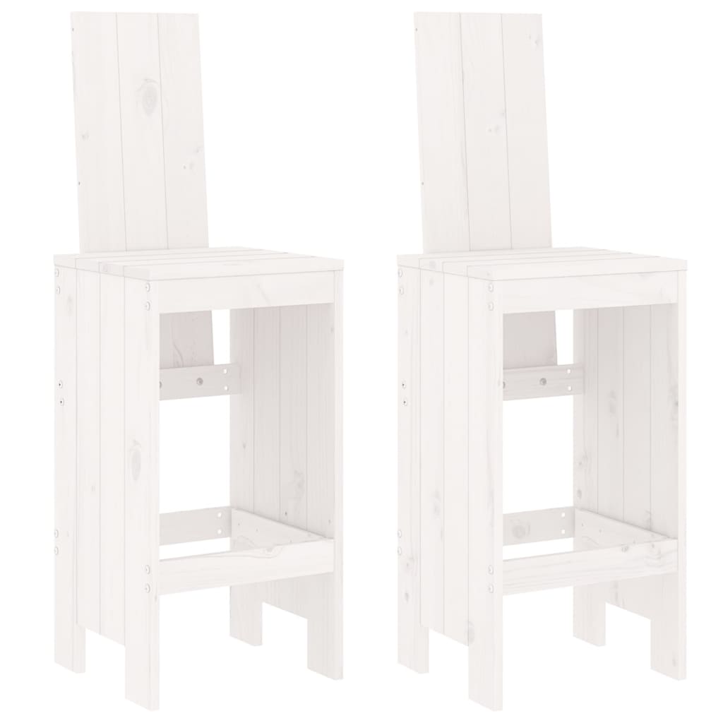 Bar Stools 2 Pcs White Solid Wood Pine