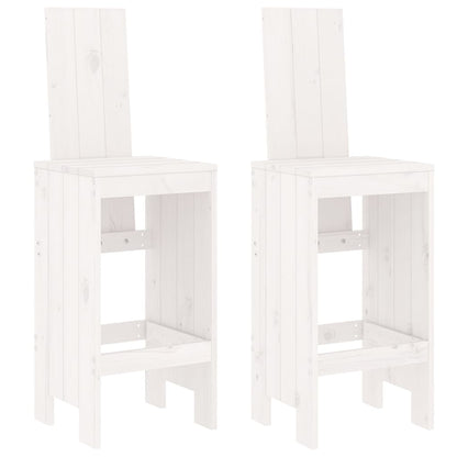 Bar Stools 2 Pcs White Solid Wood Pine
