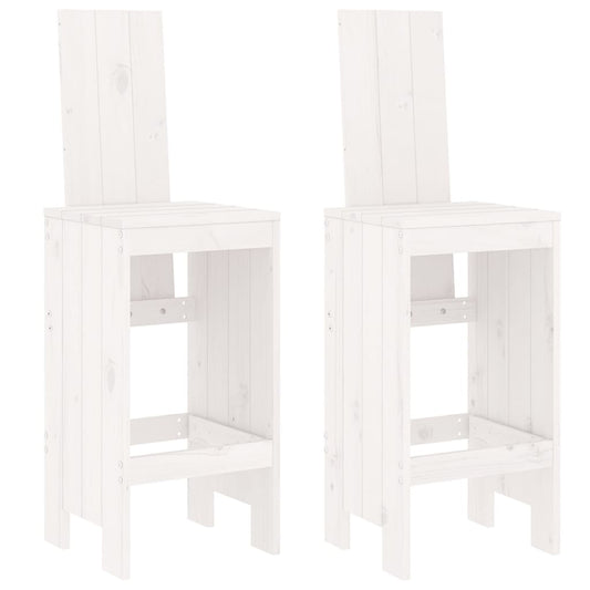 Bar Stools 2 Pcs White Solid Wood Pine