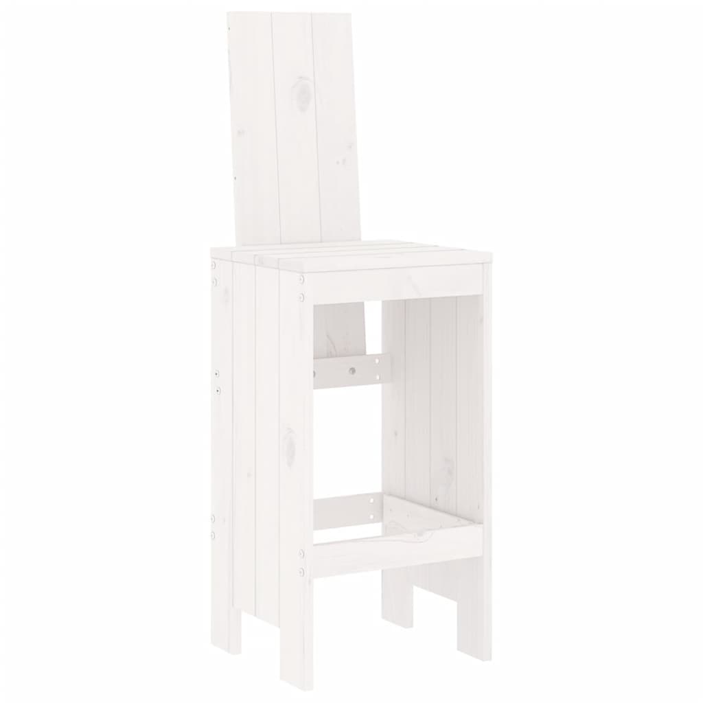 Bar Stools 2 Pcs White Solid Wood Pine