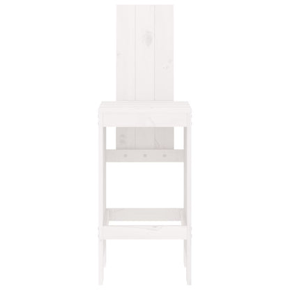 Bar Stools 2 Pcs White Solid Wood Pine