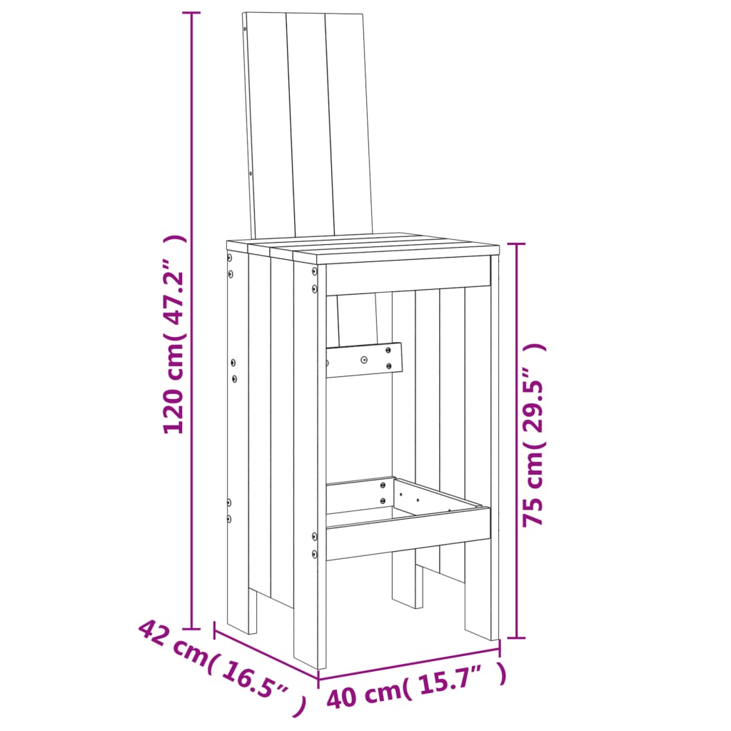 Bar Stools 2 Pcs White Solid Wood Pine