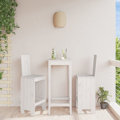 Bar Stools 2 Pcs White Solid Wood Pine