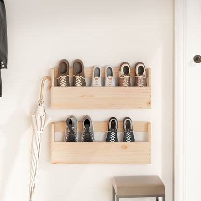 Wall-Mounted Shoe Racks 2 Pcs 59X9X23 Cm Solid Wood Pine
