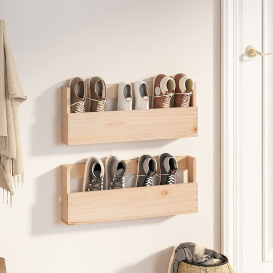 Wall-Mounted Shoe Racks 2 Pcs 59X9X23 Cm Solid Wood Pine