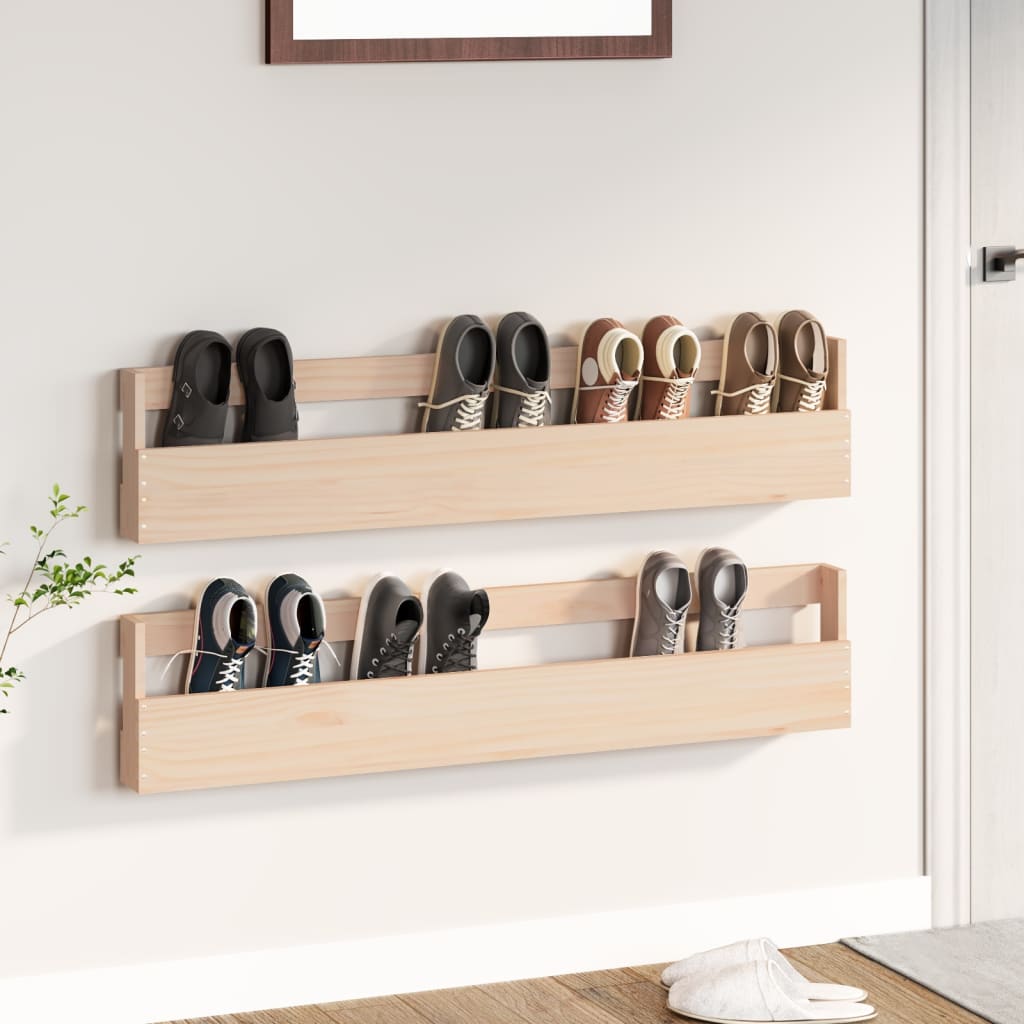 Wall-Mounted Shoe Racks 2 Pcs 59X9X23 Cm Solid Wood Pine