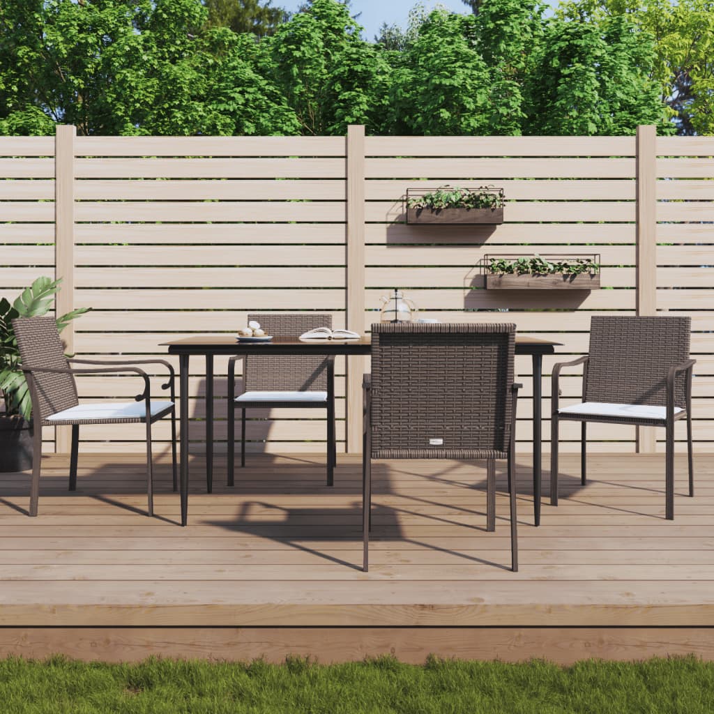 Garden Chairs With Cushions 2 Pcs 56X59X84 Cm Poly Rattan