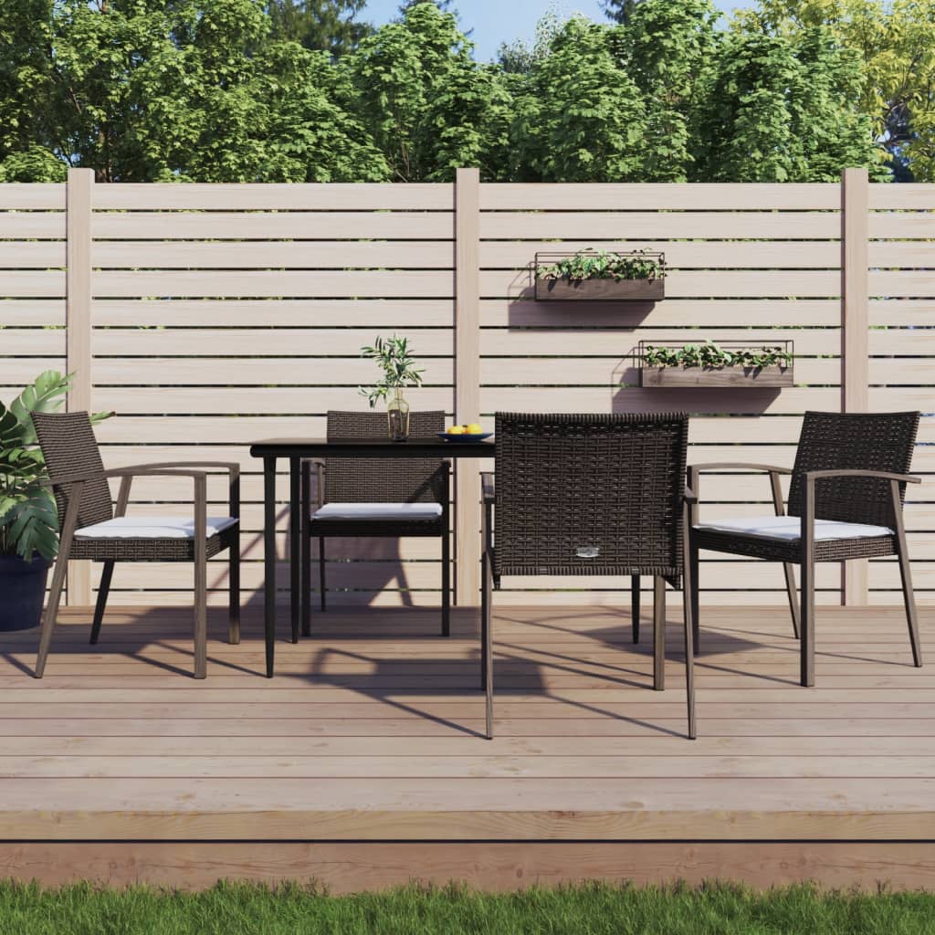 Garden Chairs With Cushions 2 Pcs 56.5X57X83 Cm Poly Rattan