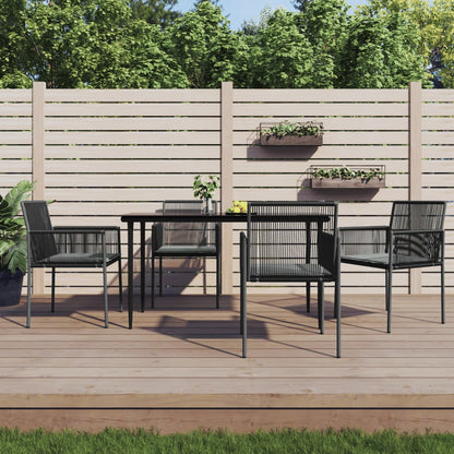 Garden Chairs With Cushions 2 Pcs Black 54X60.5X83.5 Cm Poly Rattan