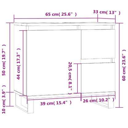 Bathroom Cabinet 65X33X60 Cm Engineered Wood